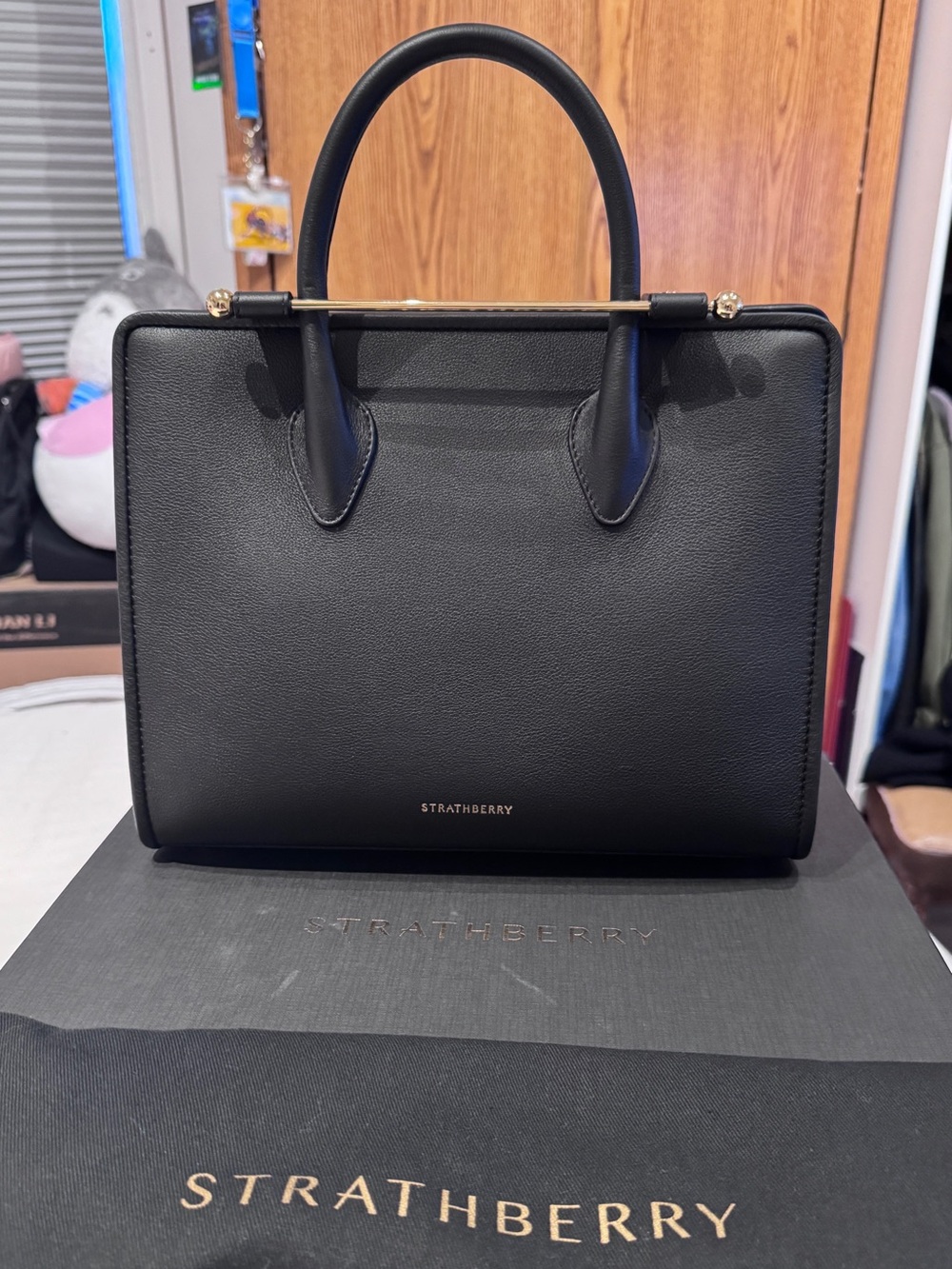 Strathberry Black Midi Tote